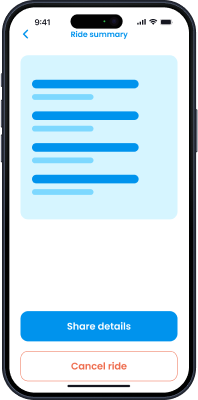 Ride summary at the front